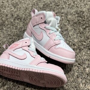 Jordan Kids Pink and White Sneakers